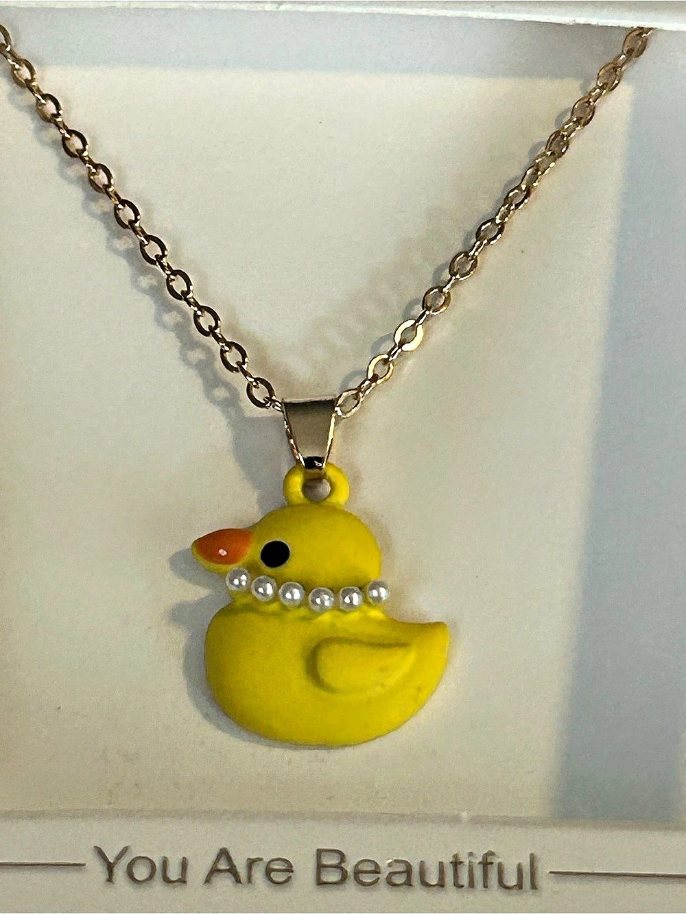 Duck Pendant Necklace in Yellow & Gold NWT